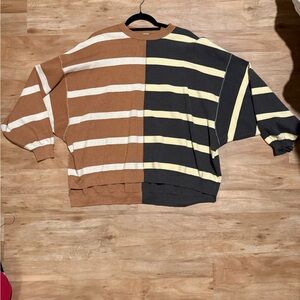 Free People Striped Brown and Black Sweater